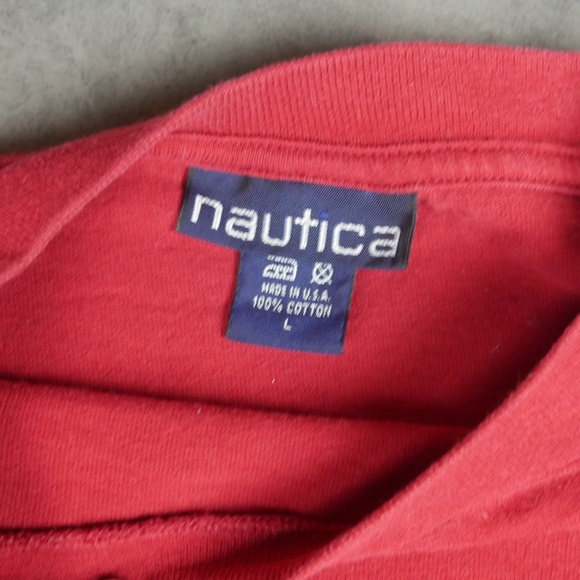 Vintage Nautica Shirt Size Large Red 90's USA Made - Picture 2 of 2